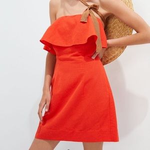 Anthropologie Strapless Orange Dress